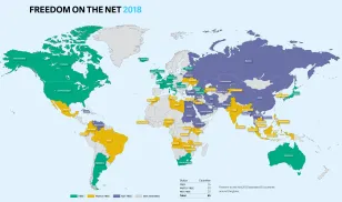 Freedom on the Net 2018 Map