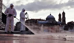 Turkey Istanbul coronavirus spray disinfectant