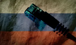 Ethernet Cable Against Russian Flag