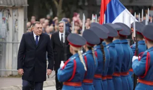 President of Republika Srpska (Serb Republic) Milorad Dodik attends Serb Republic national holiday, banned by the constitutional court, in East Sarajevo, Bosnia and Herzegovina, January 9, 2023. 
