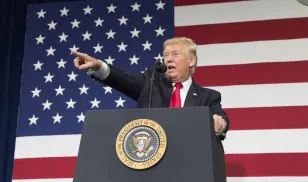 U.S. President Trump giving a speech