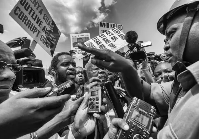 State of the Nation: A standoff between protesters and police in Nairobi after police banned a protest against a crackdown on free speech and assembly. Photo by Anonymous
