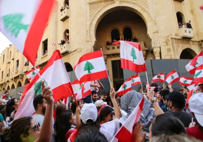  Lebanese Protesters against the current government and corruption. Riad El Soleh-Beirut, Lebanon. 19 October 2019. Editorial credit: Hiba Al Kallas / Shutterstock.com 
