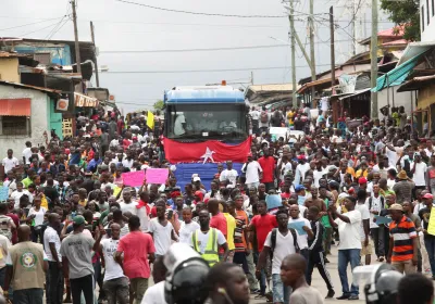Liberians protest against president George Weah and his government.  Monrovia, Liberia. 7 June 2019. Editorial credit: AHMED JALLANZO/​EPA-EFE/​Shutterstock.com
