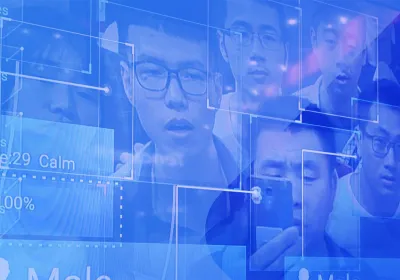 A display shows a facial recognition system during the 1st Digital China Summit on April 22, 2018 in Fuzhou, China. Photo credit: VCG/VCG via Getty Images