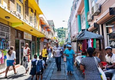 People in Kingstowne, St Vincent and the Grenadines. Editorial credit: Chris Allan / Shutterstock.com.