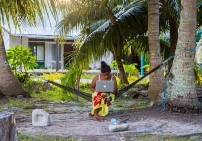 Person in Vaiaku, Tuvalu. Editorial credit: maloff / Shutterstock.com
