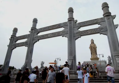 chinese buddhism scene in park in china