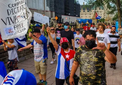 July 11th First Rally against the Cuban government genocidal actions this week. Held in front of the Canadian Parliament. Ottawa, Summer 2021