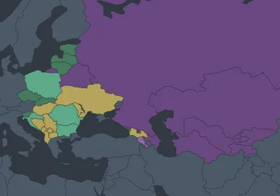 Nations in Transit 2021 map without democracy status key