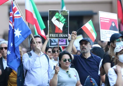 Iranians protest against the hardline Islamic regime in Iran and specifically the downing of flight PS752 as part of the "Woman, Life, Freedom" protests, January 2023. (Photo by Richard Milnes/Alamy Live News)